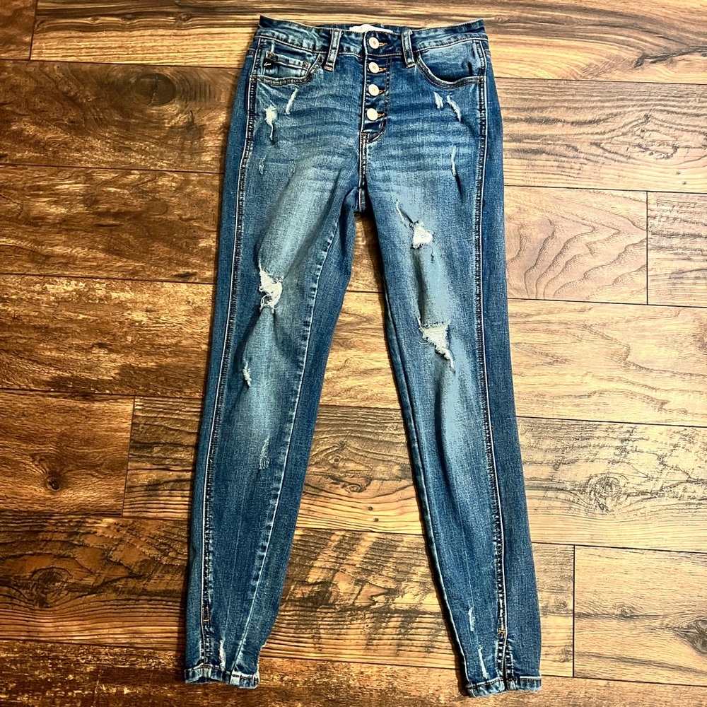 KanCan Ultimate High Rise Split Ankle Distressed Skinny Jeans